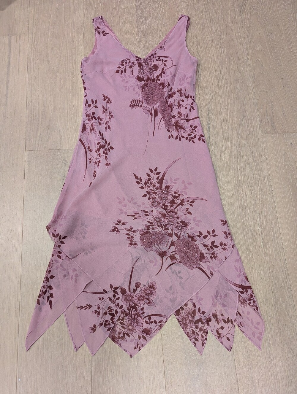 Y2K Mauve Floral V-Neck Slip Dress